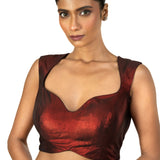 Maroon Sleeveless Tissue Blouse with Sweetheart Neckline - image 1