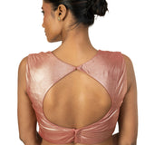 Peach Sleeveless Tissue Blouse with Sweetheart Neckline - image 4