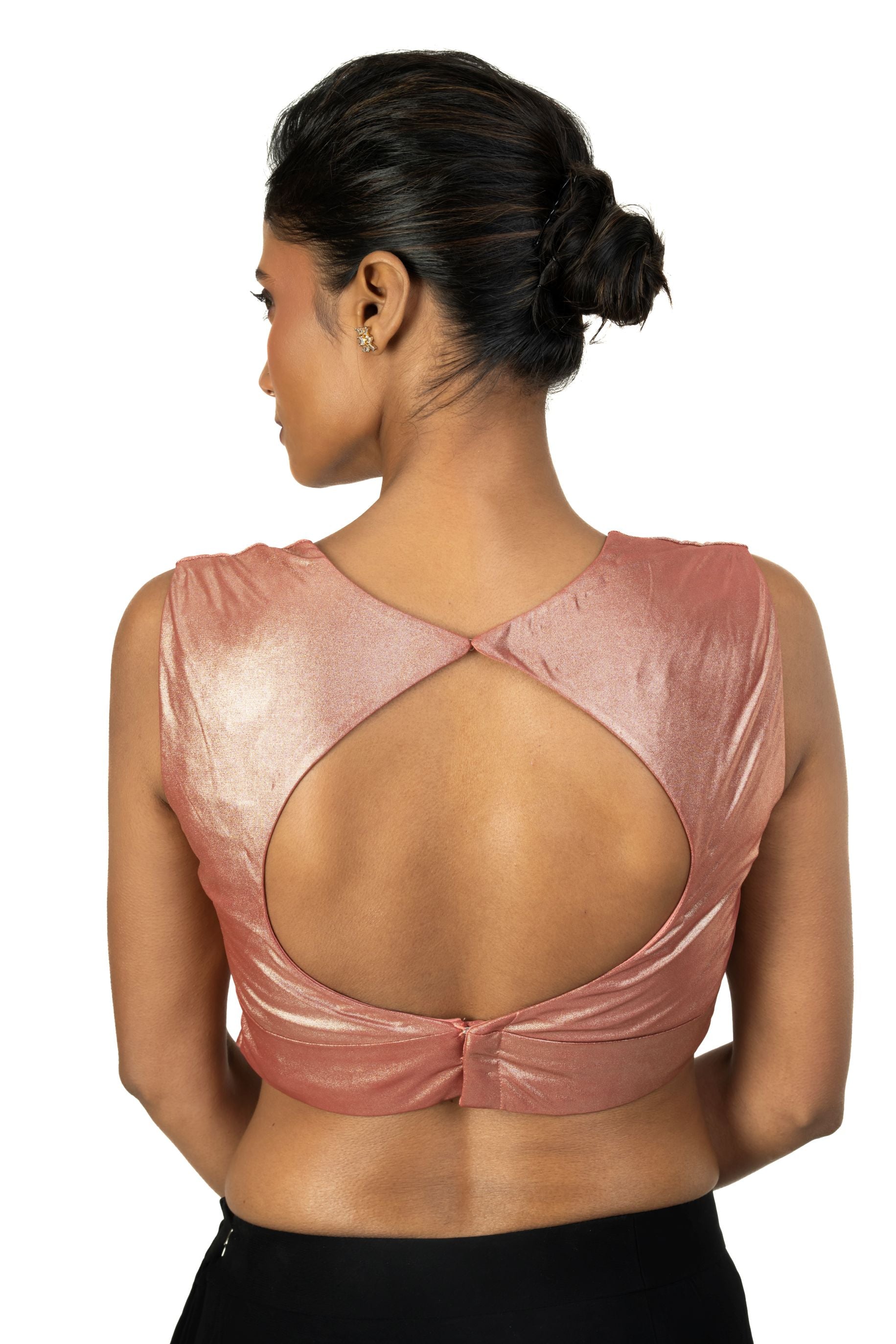 Peach Sleeveless Tissue Blouse with Sweetheart Neckline - image 4