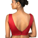 Red V Neckline Sleeveless Blouse with Back Closer - image 4