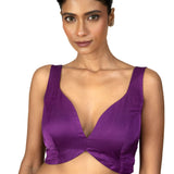 Purple Sleeveless Cotton Silk Blouse with Sweetheart Neckline - image 1