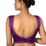 Purple Sleeveless Cotton Silk Blouse with Sweetheart Neckline - image 4