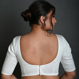 White Blouse in Cotton with Half Sleeves - Anvi Couture