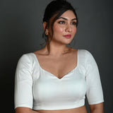 White Blouse in Cotton with Half Sleeves - Anvi Couture