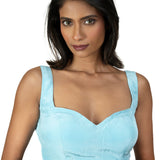 Sky Blue Sleeveless Sweetheart Neckline Saree Blouse - image 1