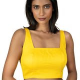 Yellow Sleeveless Square Neckline Saree Blouse - image 1