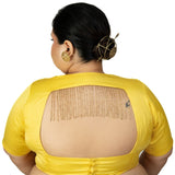 Yellow Sleeveless Plus Size U Neckline Saree Blouse - Anvi Couture