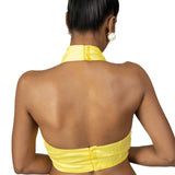 Yellow Halter Neck Blouse in Crepe Silk - Anvi Couture
