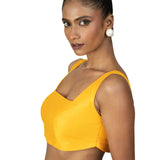 Mustard Yellow Square Neck Sleeveless Blouse - Anvi Couture
