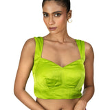 Light Green Queen Anne Sleeveless Blouse - Anvi Couture