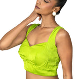 Light Green Queen Anne Sleeveless Blouse - Anvi Couture