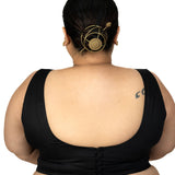 Black V Neck Plus Size Sleeveless Saree Blouse - image 4