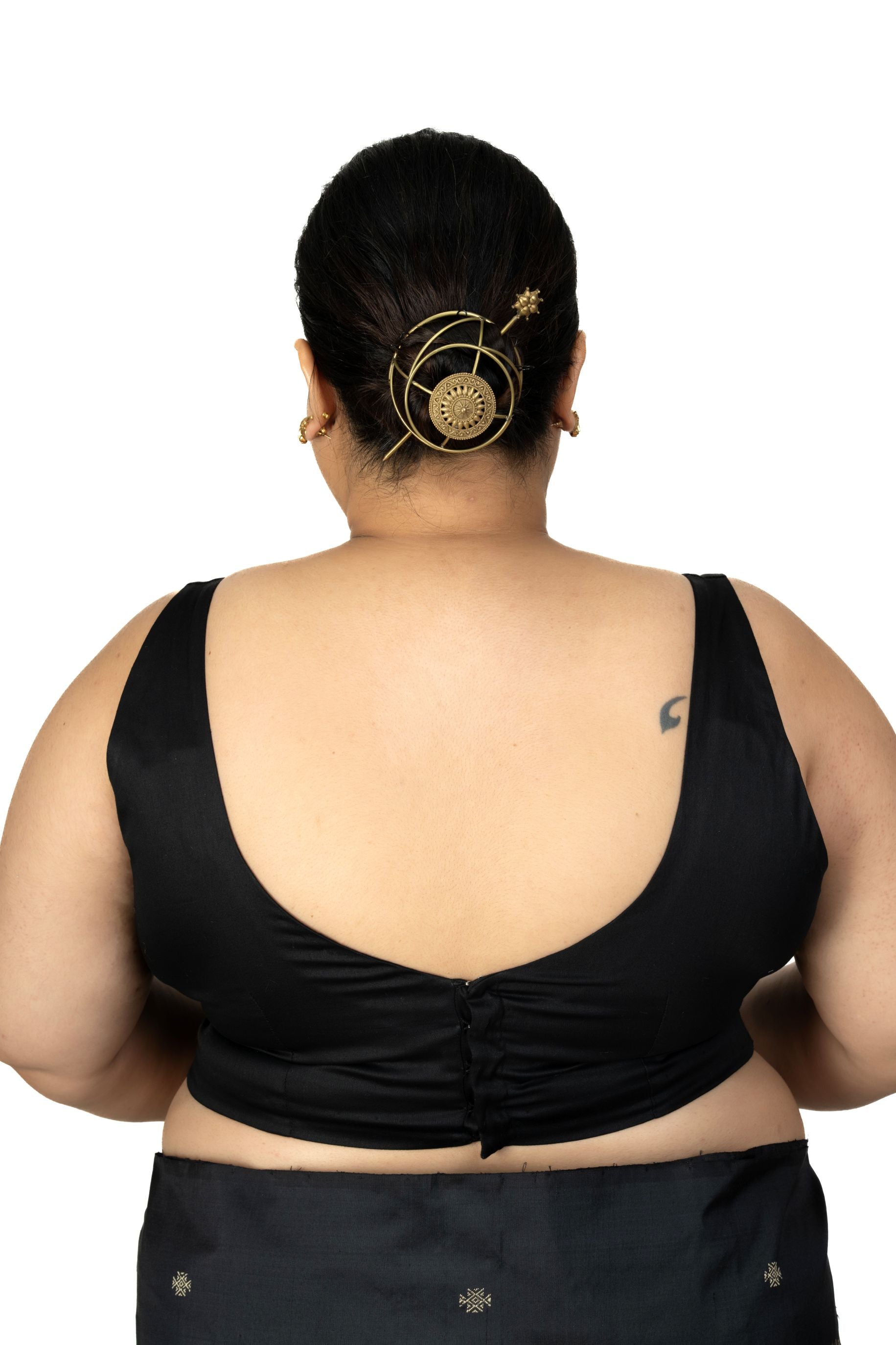 Black Square Neck Plus Size Sleeveless Saree Blouse - image 4