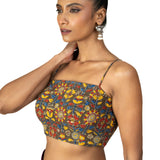Kalamkari Multicolor Cotton Printed Spaghetti Blouse - image 2
