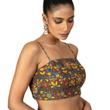 Kalamkari Multicolor Cotton Printed Spaghetti Blouse - image 3