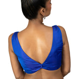 Blue Deep V neckline Sleeveless Saree Blouse - image 4