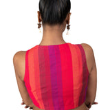 Green Multicolor Raw Silk Blouse With Close Neckline - image 4