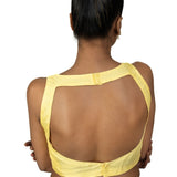 Butter Yellow Sleeveless Saree Blouse With Square Neckline - Anvi Couture
