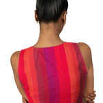 Blue and Pink Close Neckline Sleeveless Blouse - image 4