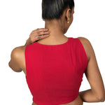 Red Broad Square Neck Sleeveless Blouse - image 3