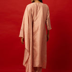Lustrous Blush Pink Straight Kurta in Silk with Subtle Embroidered Patterns