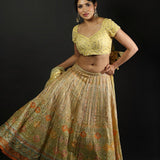 Designer Yellow Embroidered Lehenga Set with Mirror Work Top - Anvi Couture- Image 4