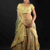 Designer Yellow Embroidered Lehenga Set with Mirror Work Top - Anvi Couture - Image 1