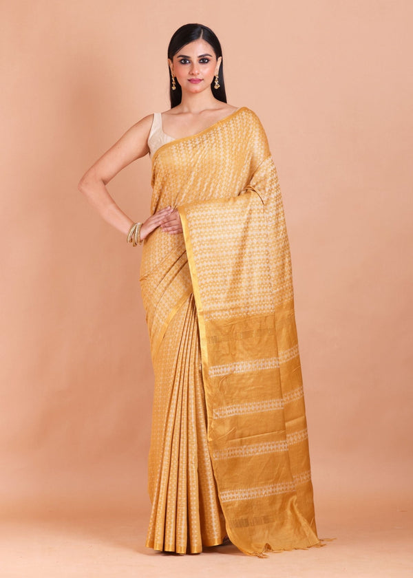 Yellow Chanderi Silk Saree - Anvi Couture