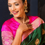 Green Handwoven Pure Katan Banarasi Silk Saree with Gold Zari - Image 5