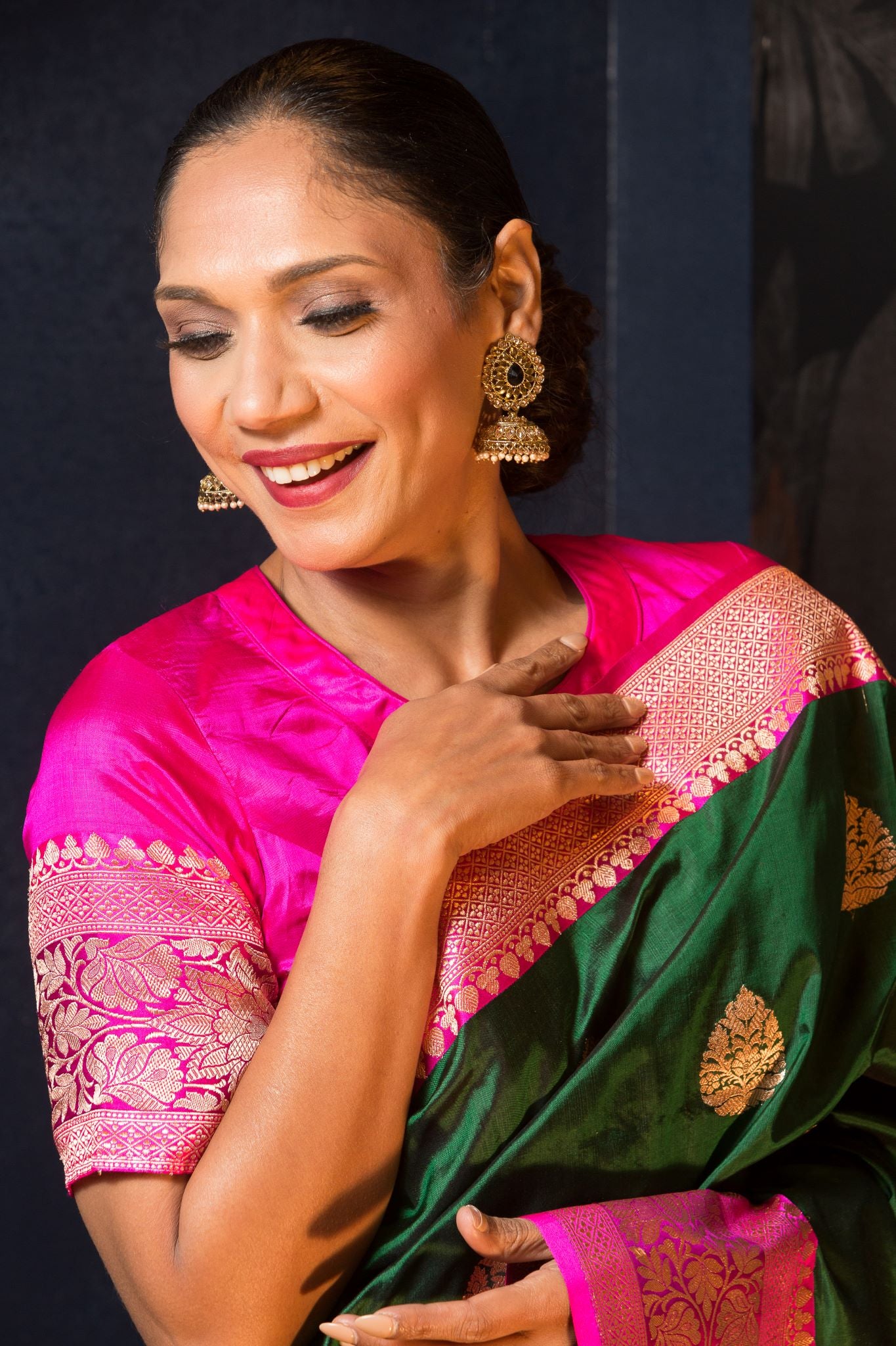 Green Handwoven Pure Katan Banarasi Silk Saree with Gold Zari - Image 5