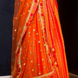 Orange Designer Lehenga With Gems Embroidered Blouse