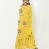 Yellow Party Wear Gown With Hand Embroidery - Anvi Couture