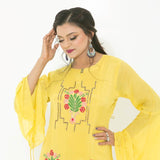 Yellow Party Wear Gown With Hand Embroidery - Anvi Couture