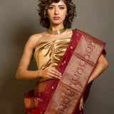 Maroon Organza Saree for a graceful and lightweight look at weddings and parties - Image 1