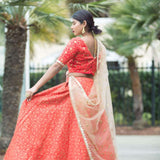 Red Silk Bridal Lehenga with Floral Embridery Zari Work