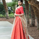 Red Silk Bridal Lehenga with Floral Embridery Zari Work