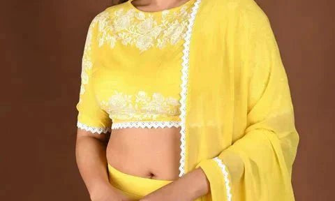 Top Trending Plain Simple Lehenga Designs for Haldi Ceremony 2025 - Anvi Couture