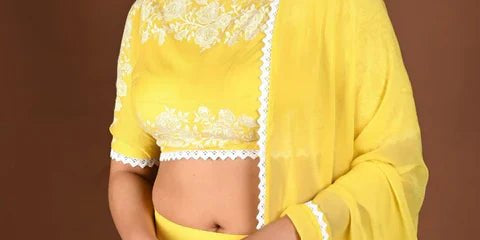 Top Trending Plain Simple Lehenga Designs for Haldi Ceremony 2025 - Anvi Couture