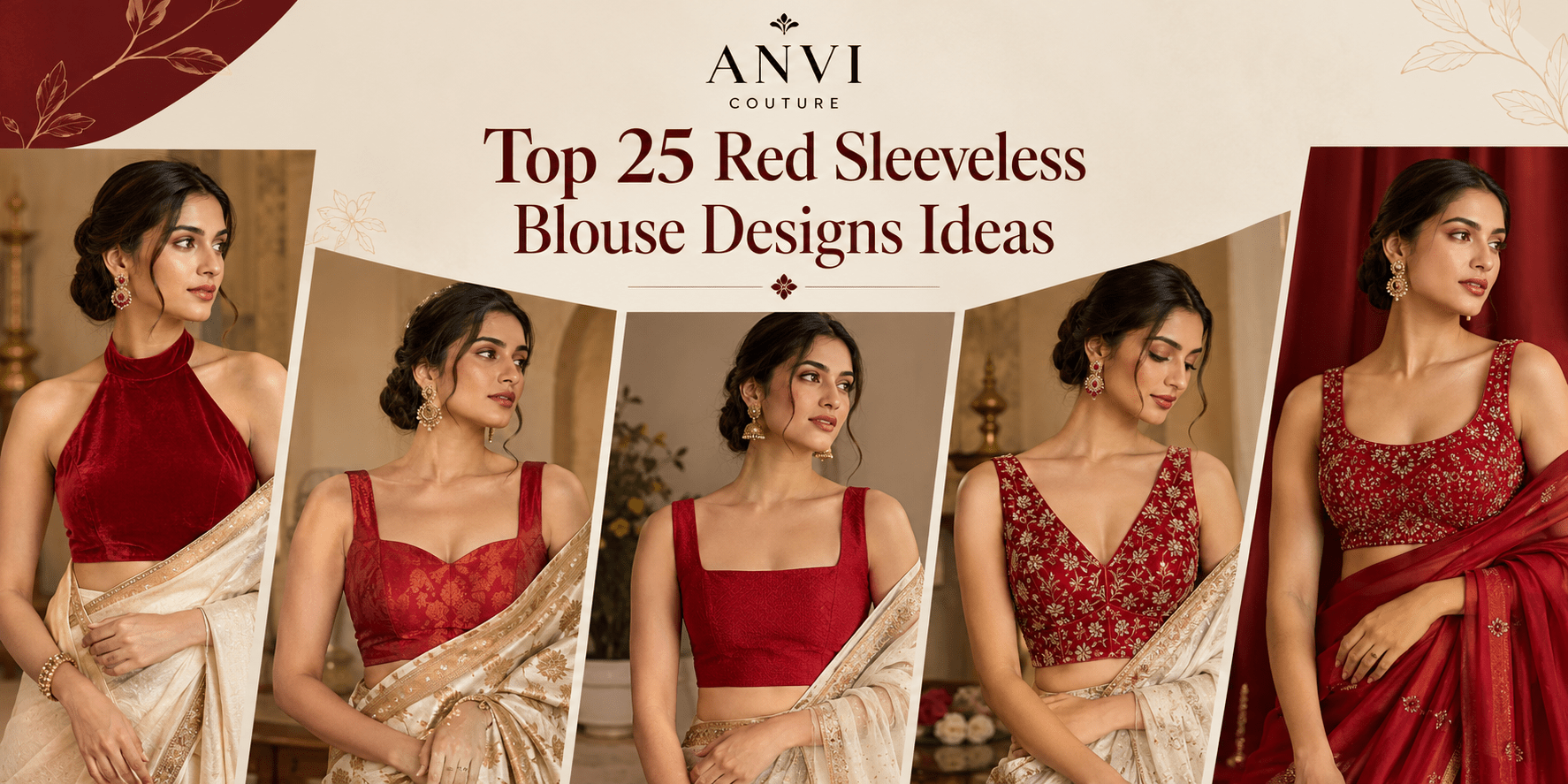 Top 25 Red Sleeveless Blouse Designs Ideas - Anvi Couture