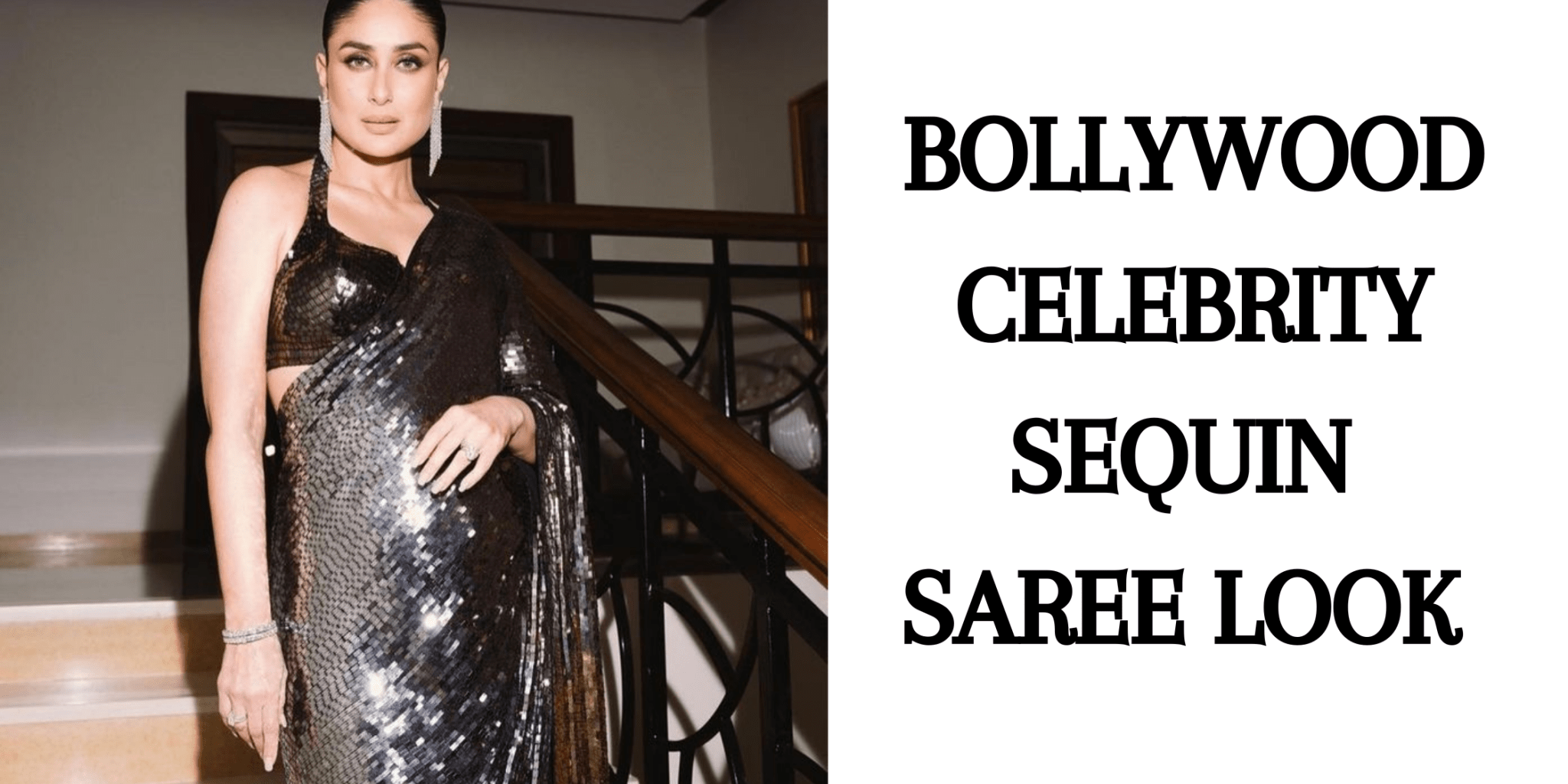 Bollywood Celebrity Sequin Saree Look - Anvi Couture