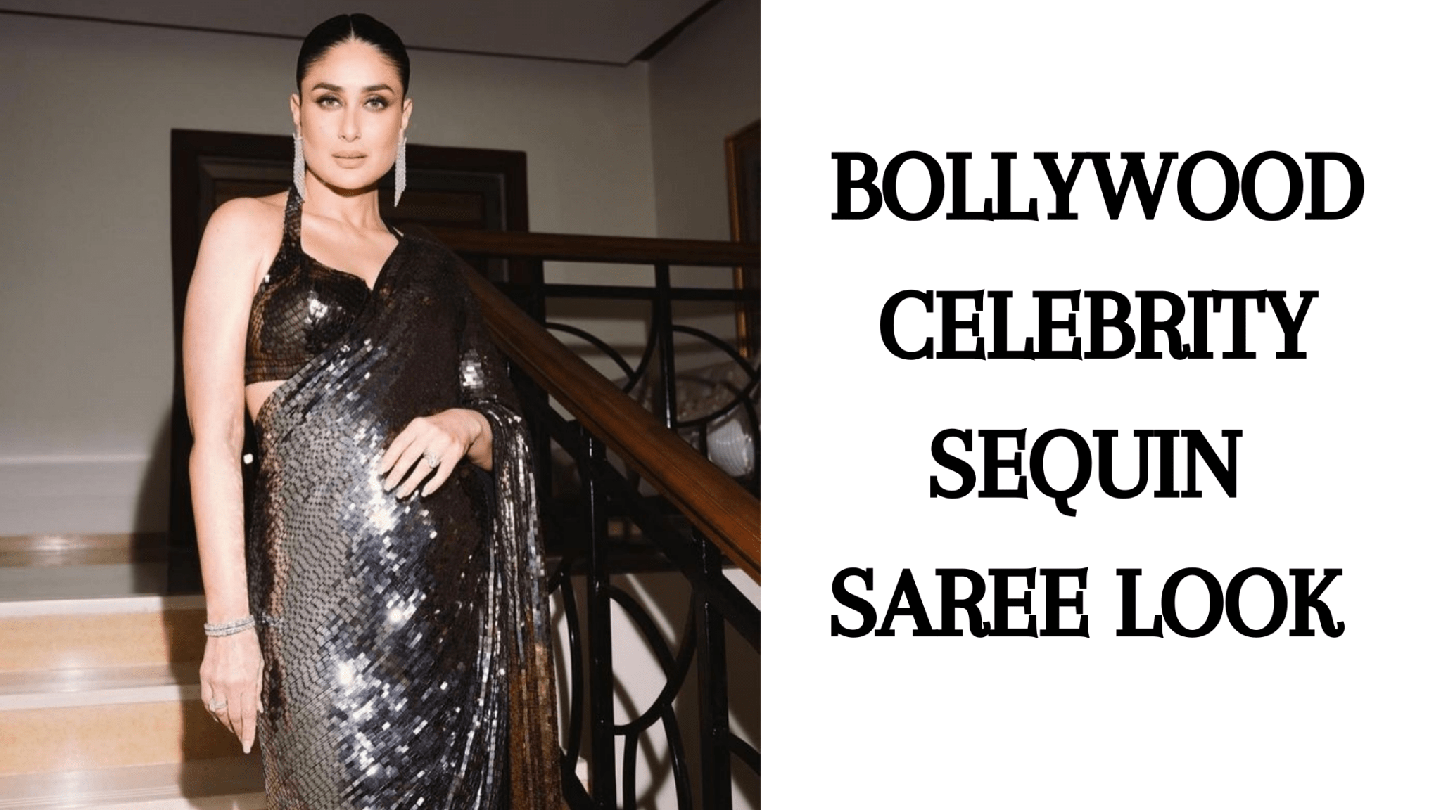 Bollywood Celebrity Sequin Saree Look - Anvi Couture