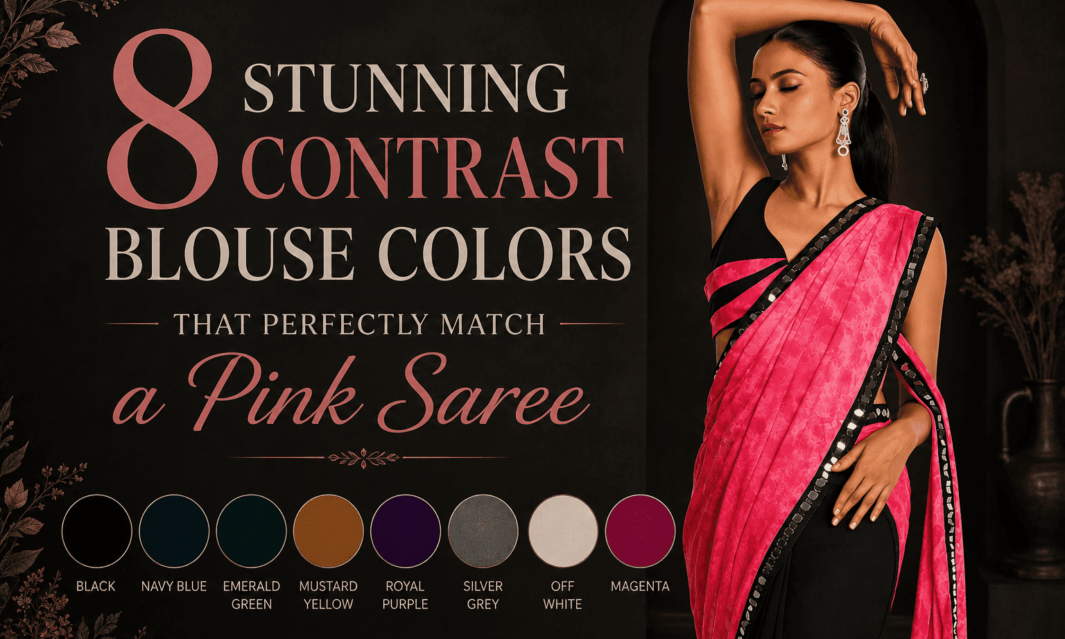 8 Stunning Contrast Blouse Colors That Perfectly Match a Pink Saree - Anvi Couture