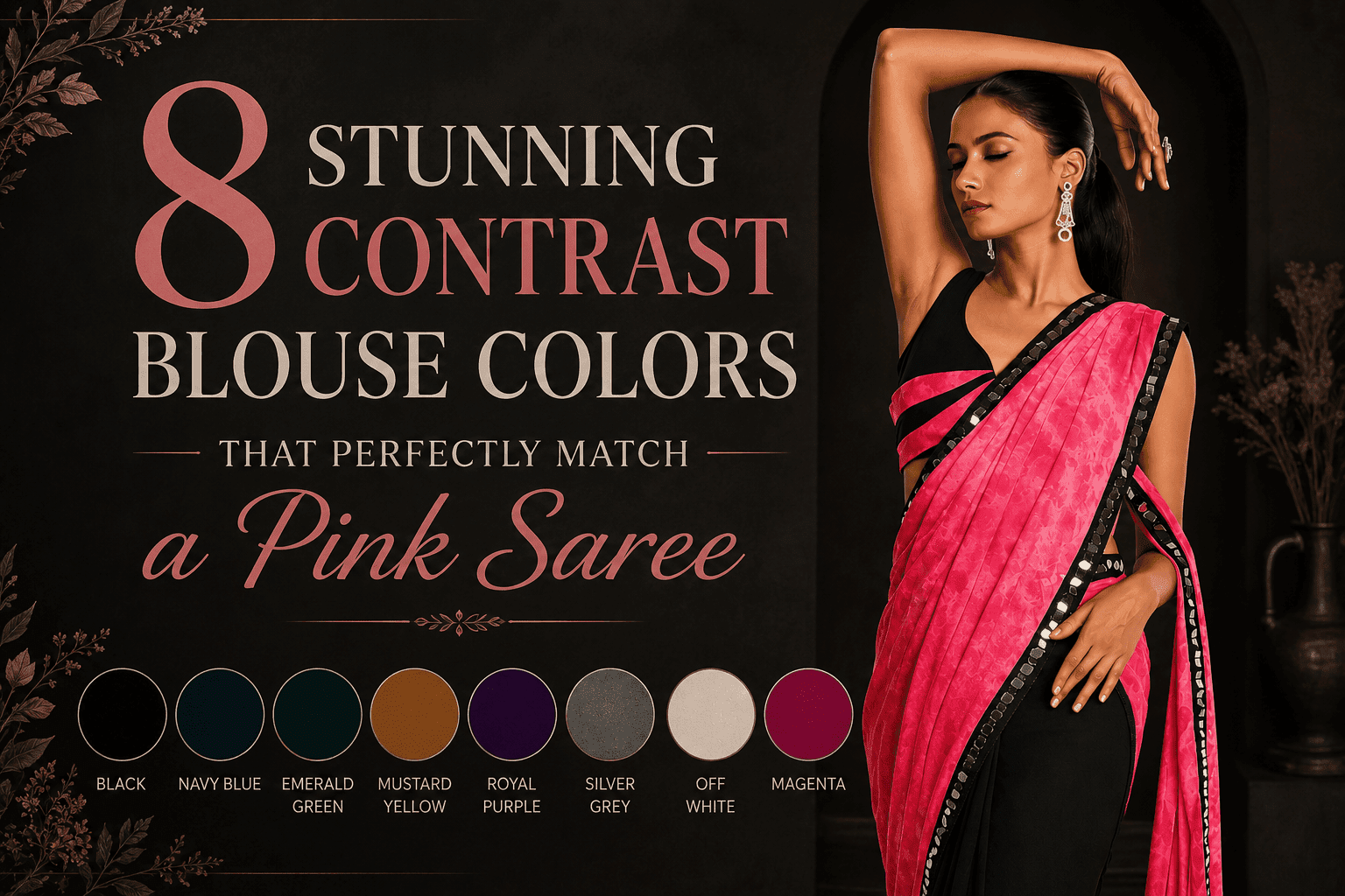 8 Stunning Contrast Blouse Colors That Perfectly Match a Pink Saree - Anvi Couture