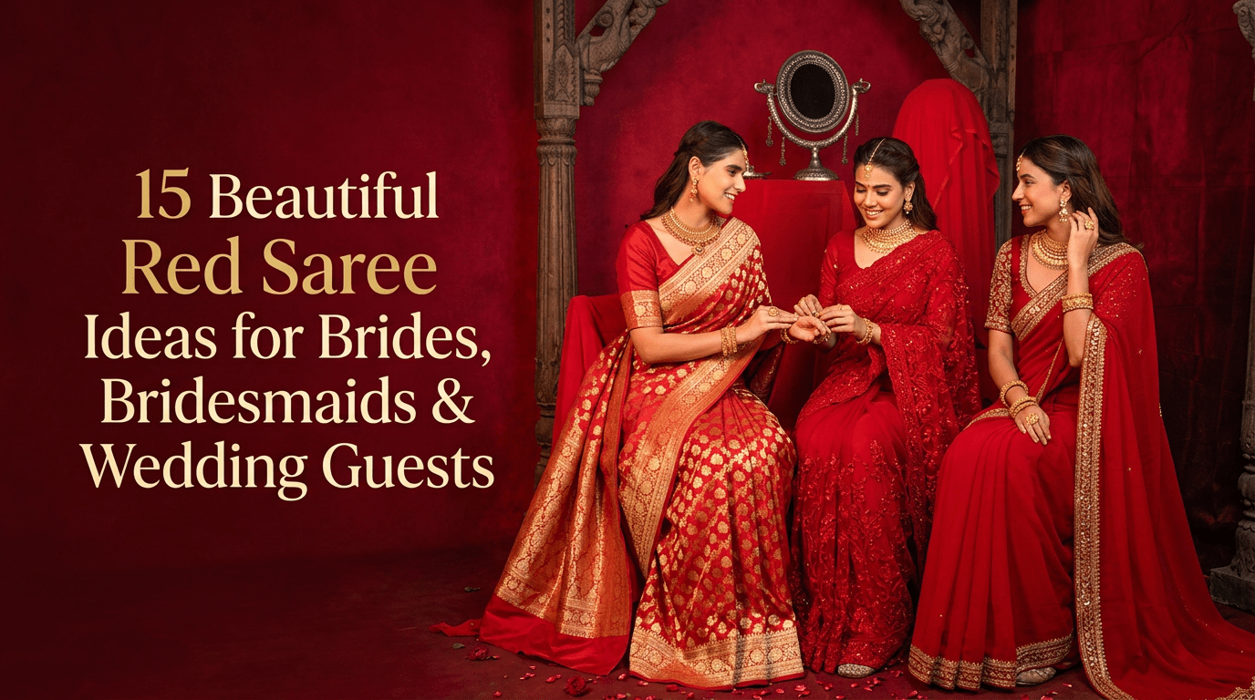 15 Beautiful Red Saree Ideas for Brides, Bridesmaids & Wedding Guests - Anvi Couture