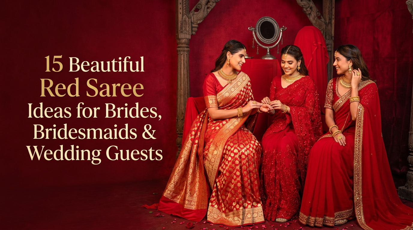 15 Beautiful Red Saree Ideas for Brides, Bridesmaids & Wedding Guests 