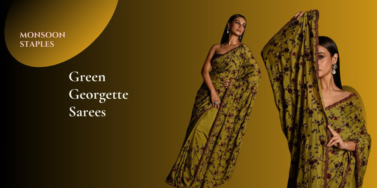 Look at how Green Georgette Sarees are becoming Monsoon Staples - Anvi Couture
