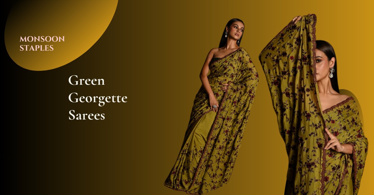 Look at how Green Georgette Sarees are becoming Monsoon Staples - Anvi Couture