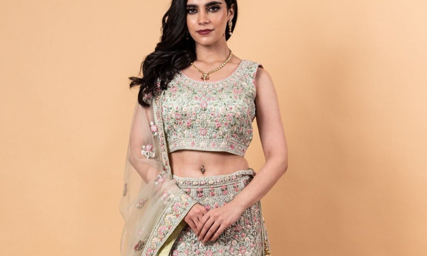 Pastel Perfection: A Modern Bride's Dream Lehenga - Anvi Couture