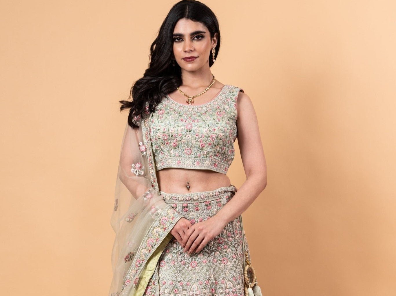 Pastel Perfection: A Modern Bride's Dream Lehenga - Anvi Couture