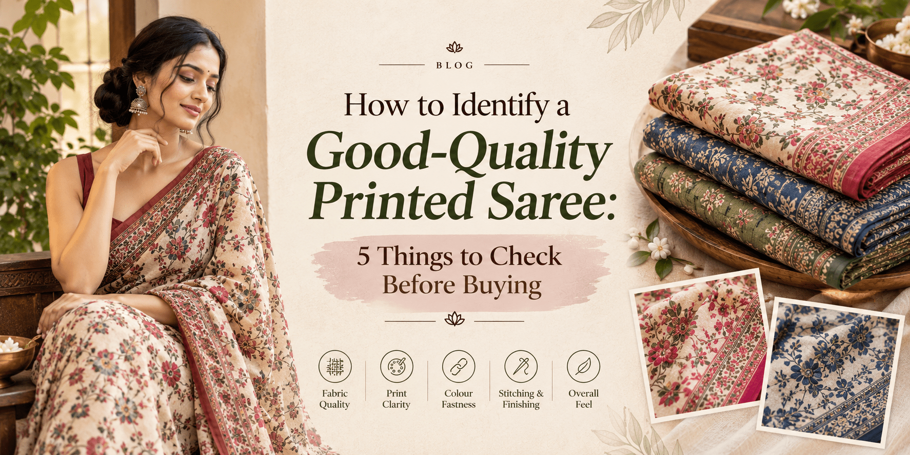 How to Identify a Good-Quality Printed Saree: 5 Things to Check Before Buying - Anvi Couture